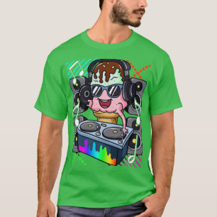 Ice Cream Cone DJ Dance Music Electronic Hip hop T Shirt