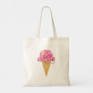 Ice Cream Cone Flowers Tote Bag Tygkasse
