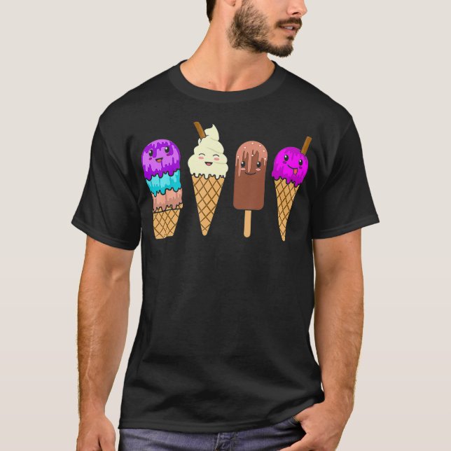Ice Cream Cone Funny Summer Boys Girls Graphic T Shirt (Framsida)