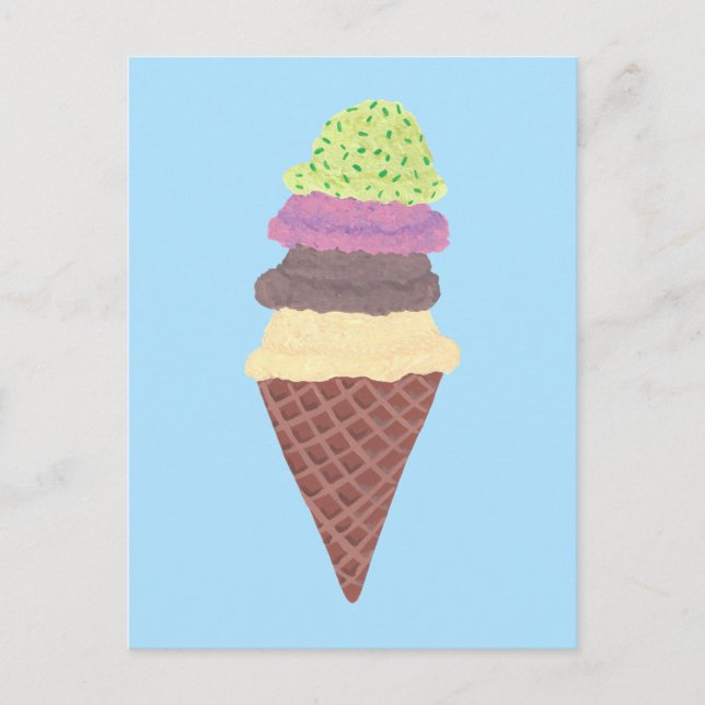 Ice Cream Cone Fyra Flavor Anpassningsbar Postcard Vykort (Framsida)
