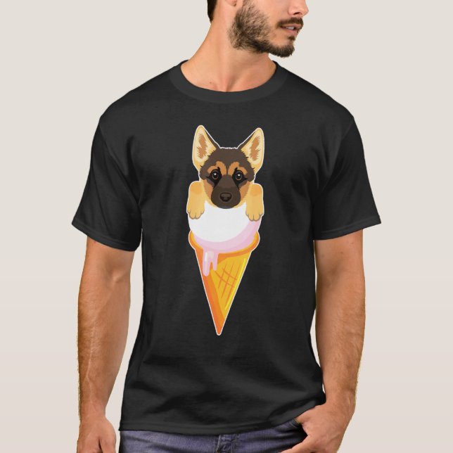 Ice Cream Cone German Shepherd Ice Cream T Shirt (Framsida)