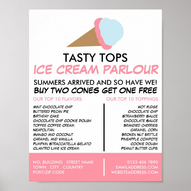 Ice Cream Cone, Ice Cream Parlor Advertising Poster (Framsidan)