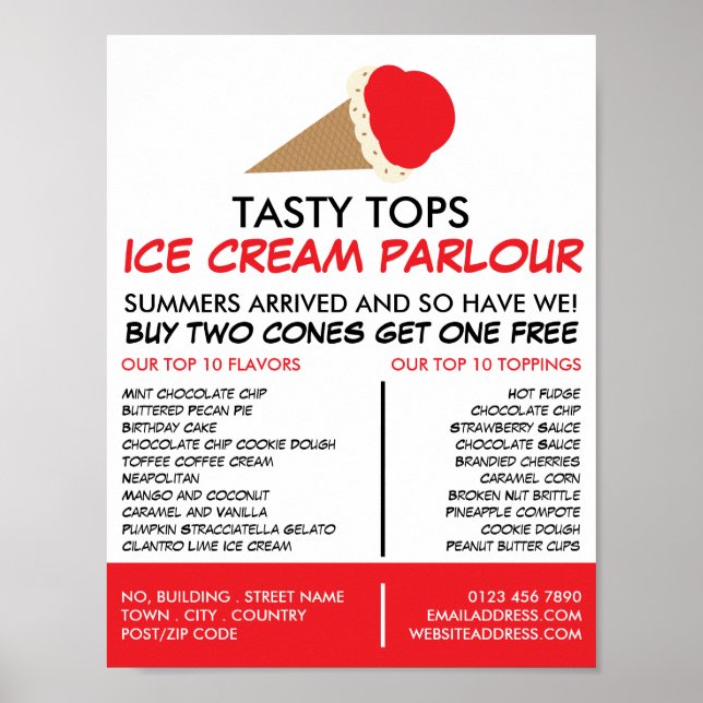 Ice Cream Cone, Ice Cream Parlor Advertising Poster (Framsidan)