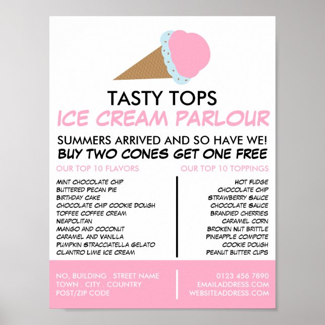 Ice Cream Cone, Ice Cream Parlor Advertising Poster (Framsidan)