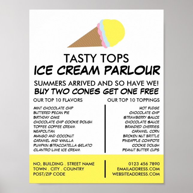 Ice Cream Cone, Ice Cream Parlor Advertising Poster (Framsidan)
