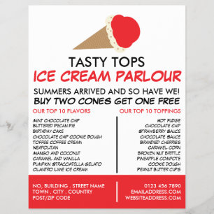Ice Cream Cone, Ice Cream Parlor Advertising Reklamblad