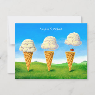 Ice Cream Cone, Luftballong Whimsical, Namn Anteckningskort