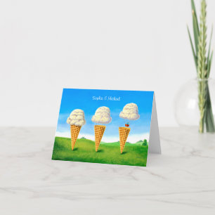 Ice Cream Cone, Luftballong Whimsical, Namn Anteckningskort