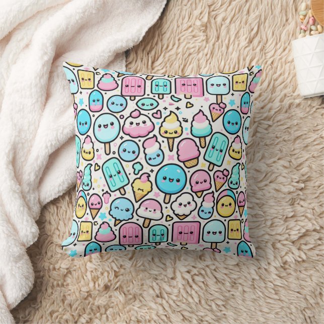 Ice Cream Cone och Popsicle Doodles Kudde (Filt)