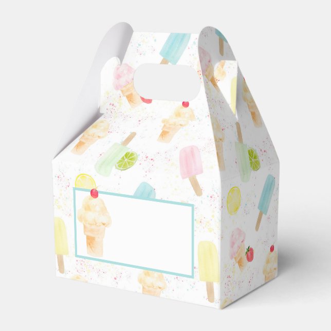 Ice Cream Cone och Popsicle Favor Boxes Presentaskar (Framsidan Sidan)