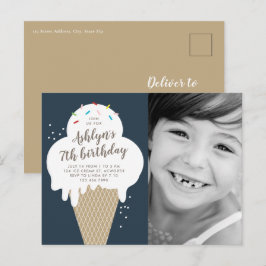 Ice Cream Cone Photo Barns födelsedag Party Inbjudan Vykort