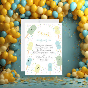Ice Cream Cone Scoop Confetti Barns födelsedag Par Inbjudningar