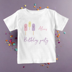 Ice Cream Cone Scoop Confetti Rosa Barns födelseda T Shirt