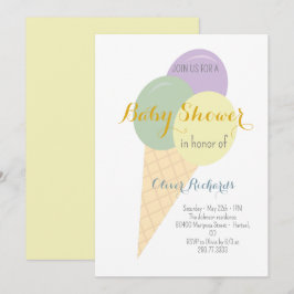 Ice Cream Cone Scoop Kids Baby Shower Inbjudningar