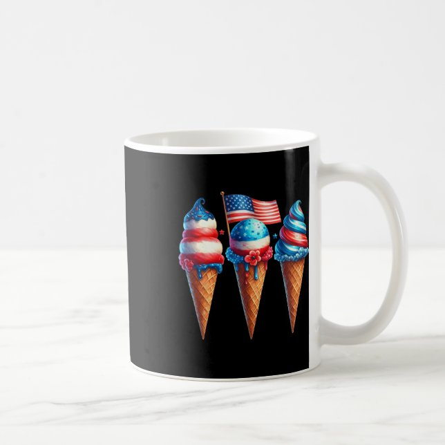 Ice Cream Cone Scoops Designad American Flagga 4th Kaffemugg (Höger)