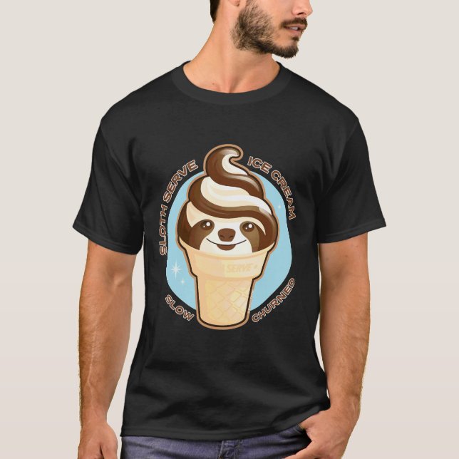 Ice Cream Cone Sloth Pun Relaxed Fit T Shirt (Framsida)