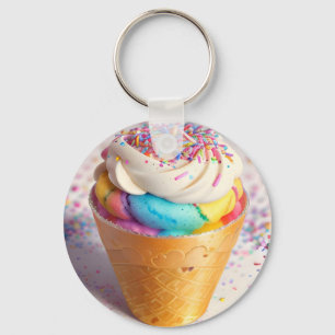 Ice Cream Cone Sprinkles Nyckelring