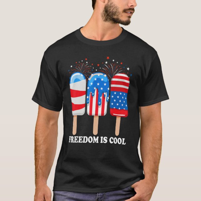 Ice Cream Cones Funny 4th of July Patriotic Americ T Shirt (Framsida)