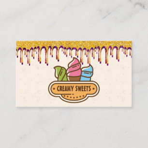 Ice Cream Cones Glitter Icing Drifts Visitkort