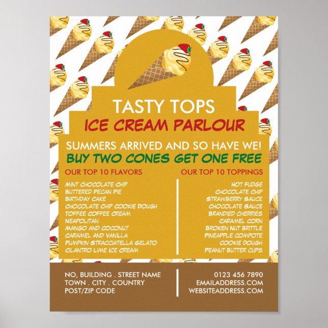 Ice Cream Cones, Ice Cream Parlor Advertising Poster (Framsidan)