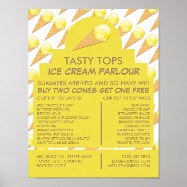 Ice Cream Cones, Ice Cream Parlor Advertising Poster (Framsidan)