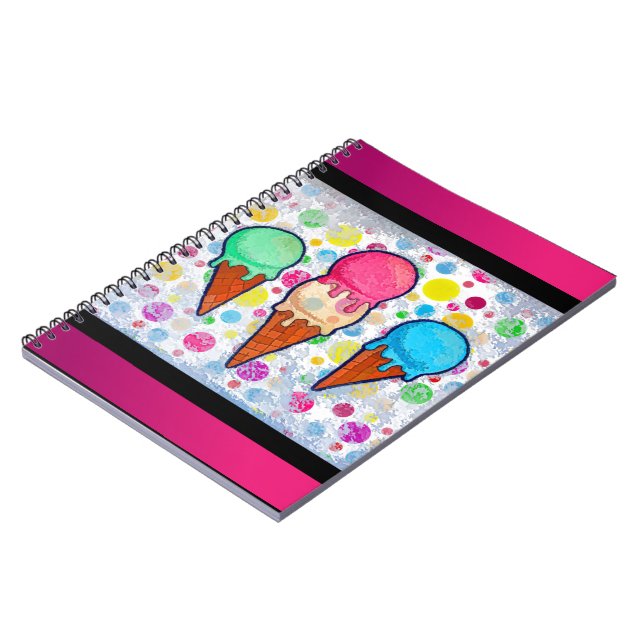 Ice Cream Cones Notebook Anteckningsbok (Vänstra Sidan)