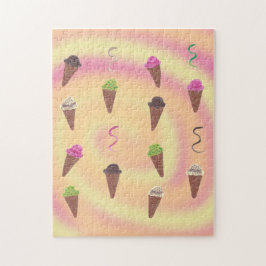 Ice Cream Cones on rosa orange gult swirle puzzle Pussel