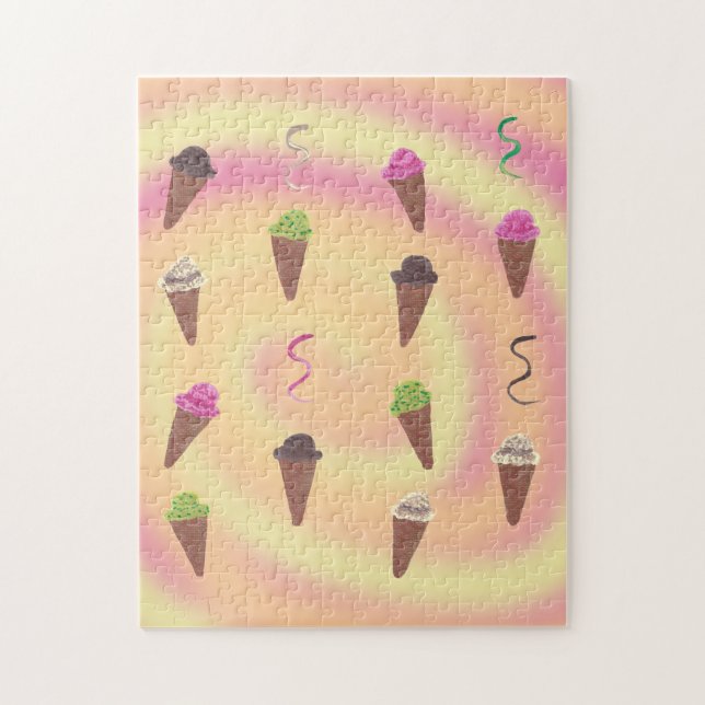 Ice Cream Cones on rosa orange gult swirle puzzle Pussel (Vertikal)