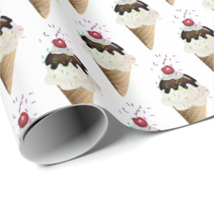 Ice Cream Cones on White Presentpapper