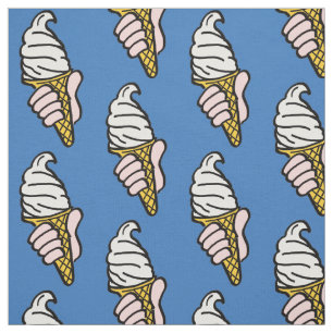 Ice Cream Cones på Mörk blått bas Tyg