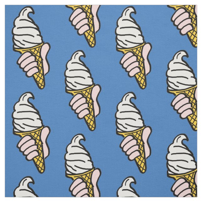 Ice Cream Cones på Mörk blått bas Tyg (Provkarta)