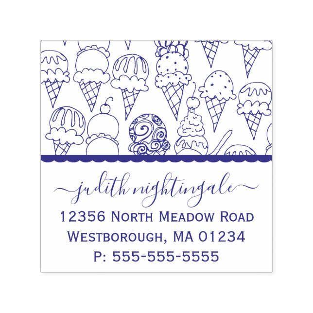 Ice Cream Cones Skapar din egen Returadress Självfärgande Stämpel (Design)