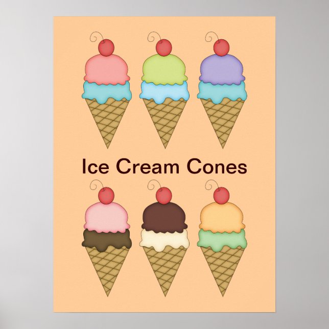 Ice Cream Cones with Cherries Poster (Framsidan)