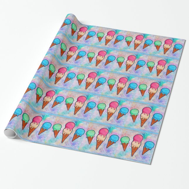 Ice Cream Cones Wrapping Papper Presentpapper (Utrullad)