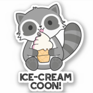 Ice Cream Coon Funny Animal Racoon Pun Klistermärken