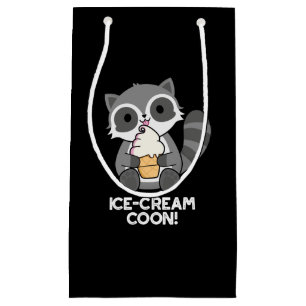 Ice Cream Coon Funny Animal Racoon Pun Mörk BG