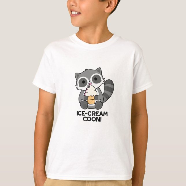 Ice Cream Coon Funny Animal Racoon Pun T Shirt (Framsida)