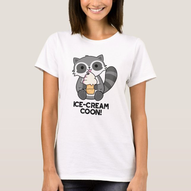 Ice Cream Coon Funny Animal Racoon Pun T Shirt (Framsida)
