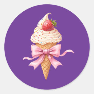 Ice Cream Coquette Bow Runt Klistermärke