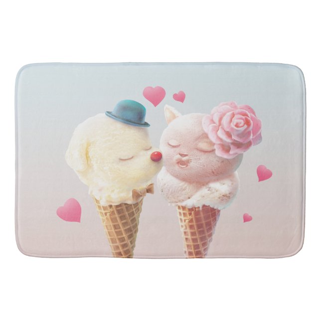 Ice Cream Couple - Kärlek vid första Slicka Badrumsmatta (Framsidan)
