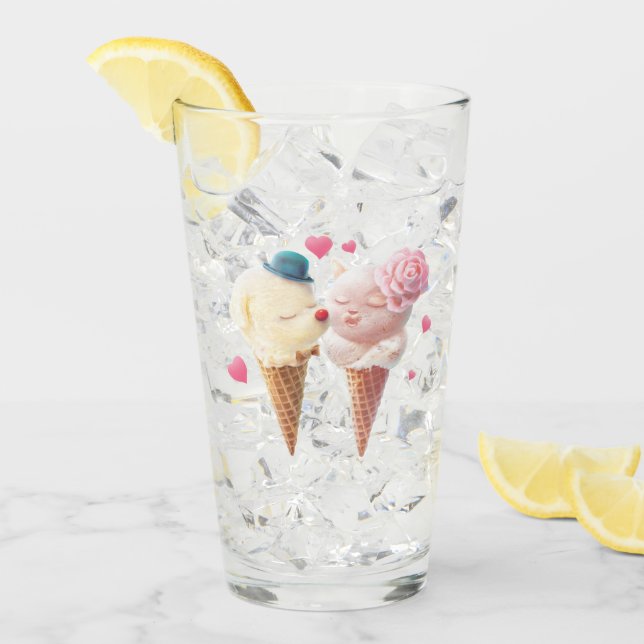 Ice Cream Couple - Kärlek vid första Slicka Glaskopp (Framsida Ice)