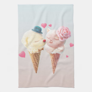 Ice Cream Couple - Kärlek vid första Slicka Kökshandduk