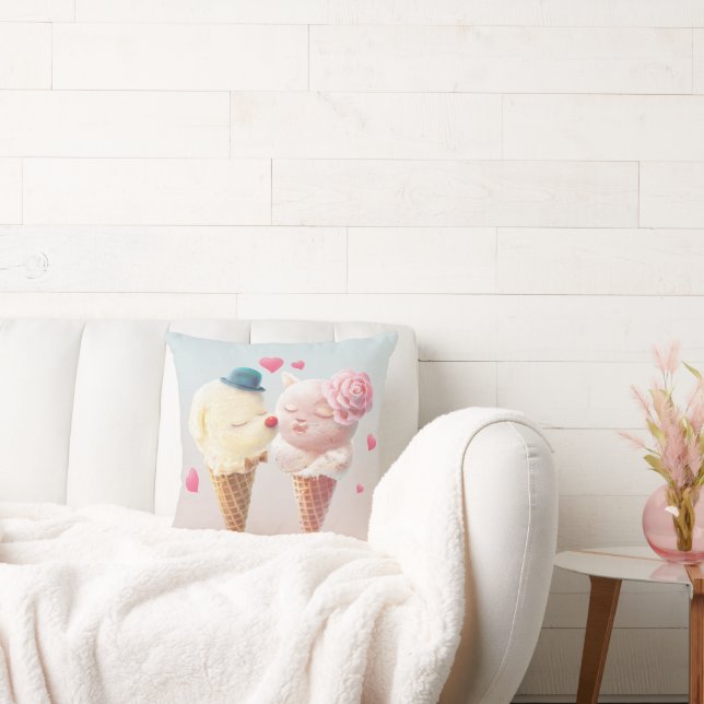 Ice Cream Couple - Kärlek vid första Slicka Kudde (Soffa)