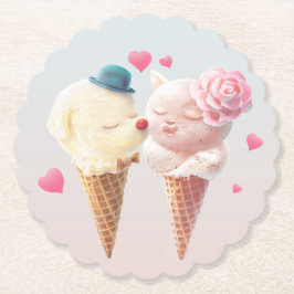 Ice Cream Couple - Kärlek vid första Slicka Underlägg Papper
