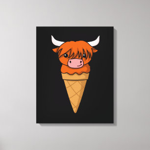Ice Cream Cow Gifts Funny Scottish Highland Cow Canvastryck