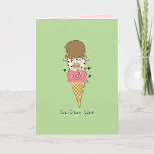 Ice Cream Cown - Funny Cow Pun Card Kort