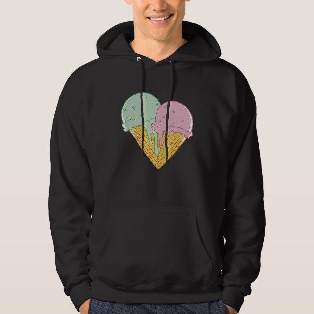 Ice Cream  Cute Heart Valentine's Day Couple Match Hoodie (Framsida)