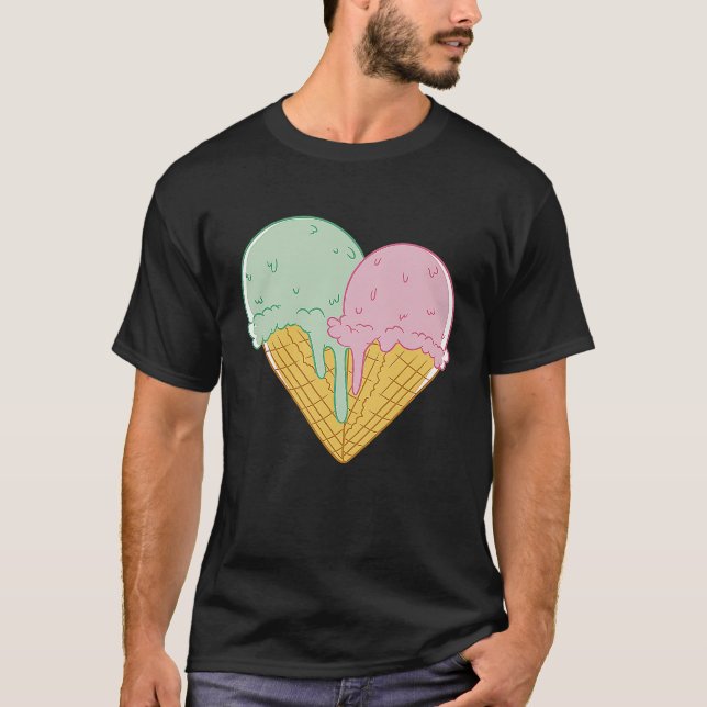 Ice Cream  Cute Heart Valentine's Day Couple Match T Shirt (Framsida)