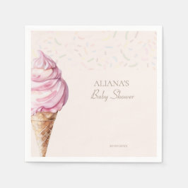 Ice Cream Cute Theme Girl Baby Shower Pappersservett
