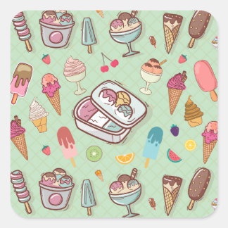 Ice Cream Delight Stickers Fyrkantigt Klistermärke